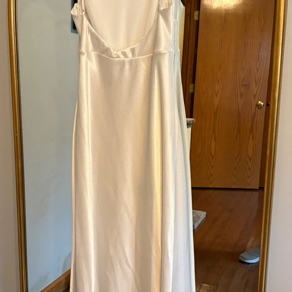 Crinkle Satin White Dress